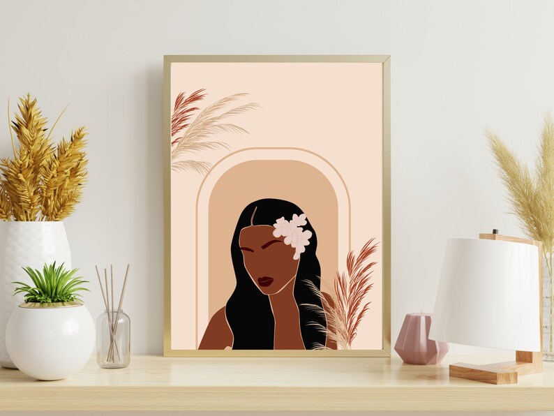 Woman Wall Art Black Girl Art Abstract Art Boss Babe Boho Etsy