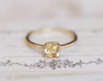 Citrine Ring, Natural Citrine Engagement Ring, Cushion Cut Ring, Citrine Gemstone Ring, Crystal Ring, November Birthstone Ring