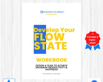 Develop Your Flow State Workbook | Positive Vibe Workbook | Self Reflection Workbook | Self Awareness Workbook | Personal Development