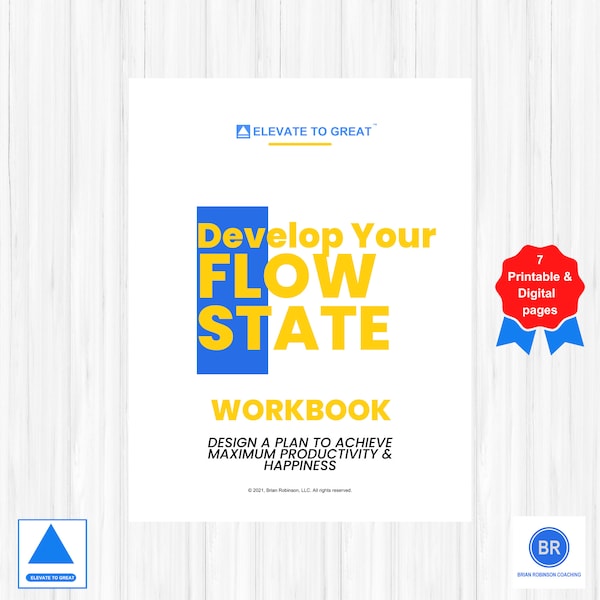 Develop Your Flow State Workbook | Positive Vibe Workbook | Self Reflection Workbook | Self Awareness Workbook | Personal Development