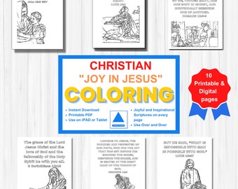 10 páginas para colorear cristianas imprimibles / Páginas para colorear de las Escrituras / Páginas para colorear para niños / Páginas para colorear para adultos / Descarga instantánea de PDF