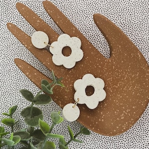 White Granite Clay Earrings | Neutral Earrings | Staple Closet Earrings | White Clay Earrings | Handmade Clay Earrings | Capsule Closet Clay
