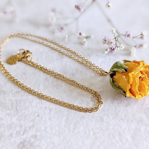 Mini Resin Canary Yellow Rose Necklace