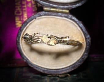 Anillo de mano antiguo Fede Gimmel con cierre en oro de 9 quilates C. Amistad articulada victoriana de 1890