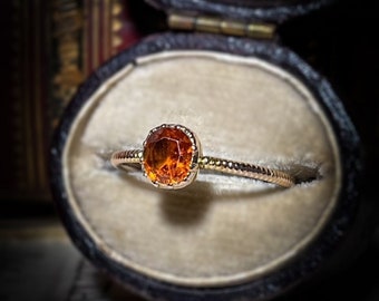 Rare Georgian Flat Cut Topaz Ring In 9 Carat Gold Antique C. 1820s