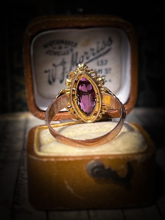 Antique Initial R Amethyst Letter Ring in 8 Carat… - image 8