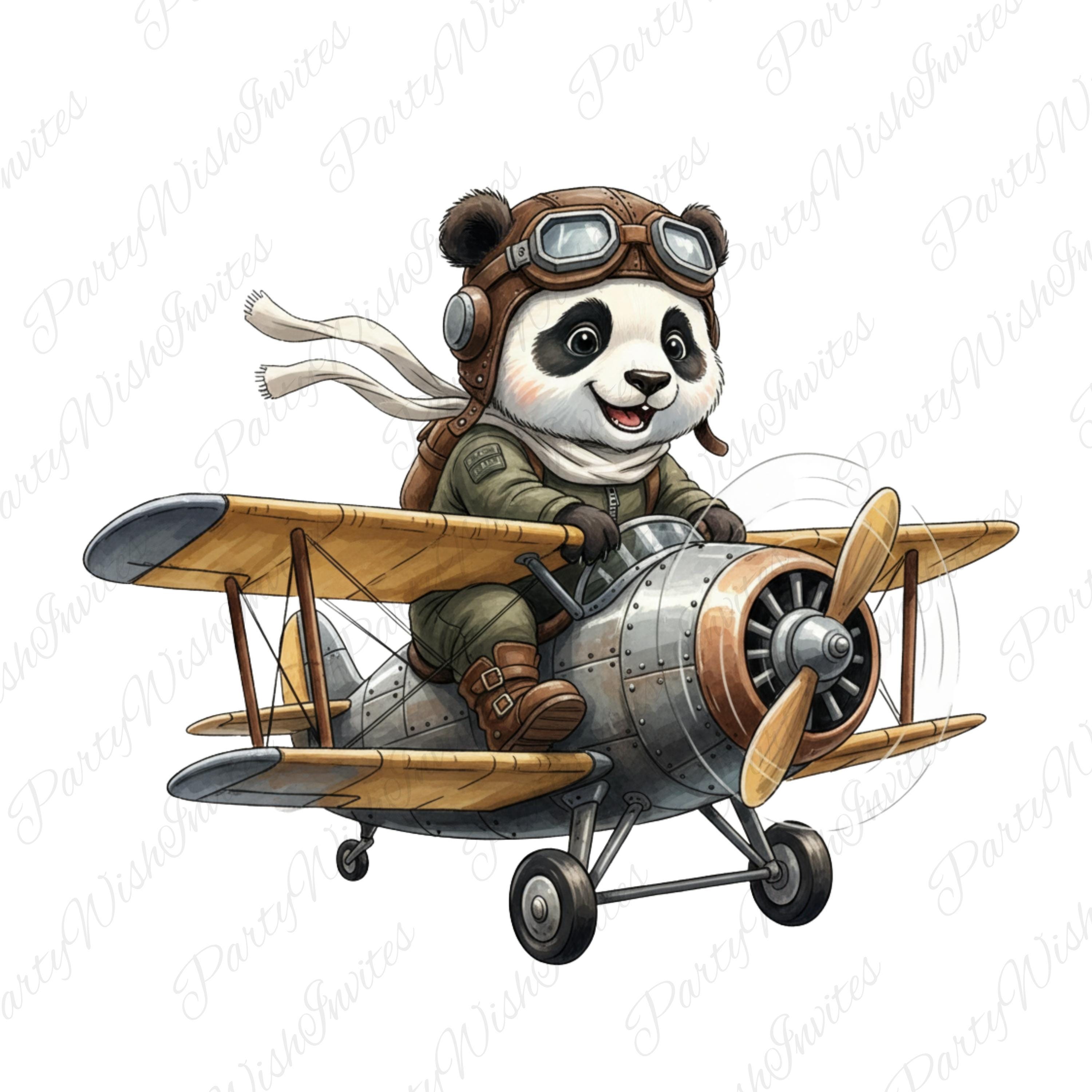 Aviator Animals Clipart, Watercolor Biplane Graphics, Nursery Decor ...