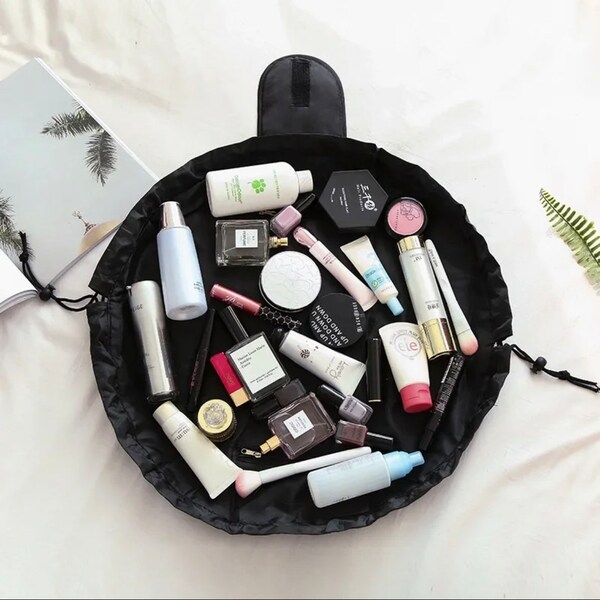 Bolsa de maquillaje con cordón/organizador de bolsa de maquillaje y cosméticos con cordón, bolsa de aseo para viajes, regalos y uso diario