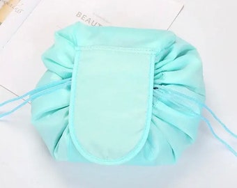 Borsa per trucchi con coulisse azzurra Borsa per cosmetici e trucchi con coulisse, borsa da toilette per viaggi, regali e uso quotidiano - San Valentino