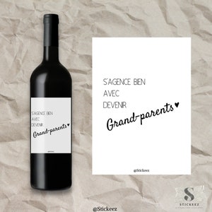 Étiquettes de vin annonce bébé | Cadeau de grossesse personnalisé | S'agence bien avec devenir grand-parents | Cadeau pour tante, oncle