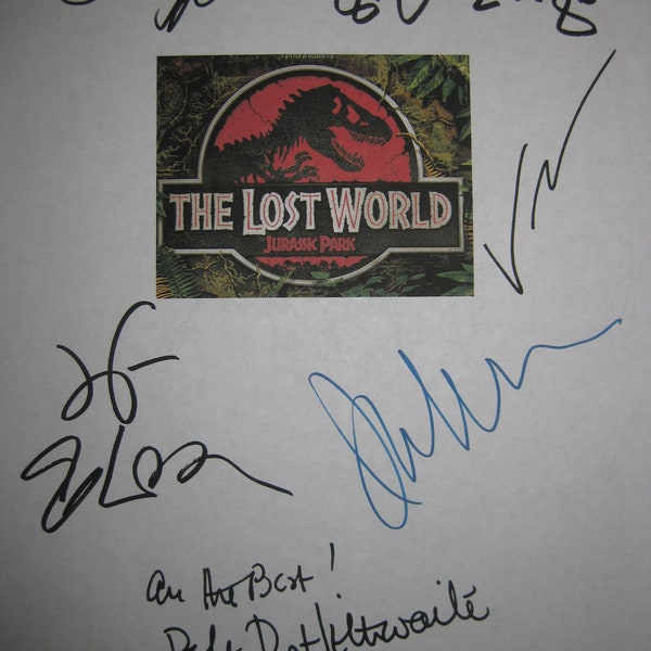 Jurassic Park Le Monde perdu 2 II Autographe signé Film Scénariste Steven Spielberg Jeff Goldblum Julianne Moore Vince Vaughn