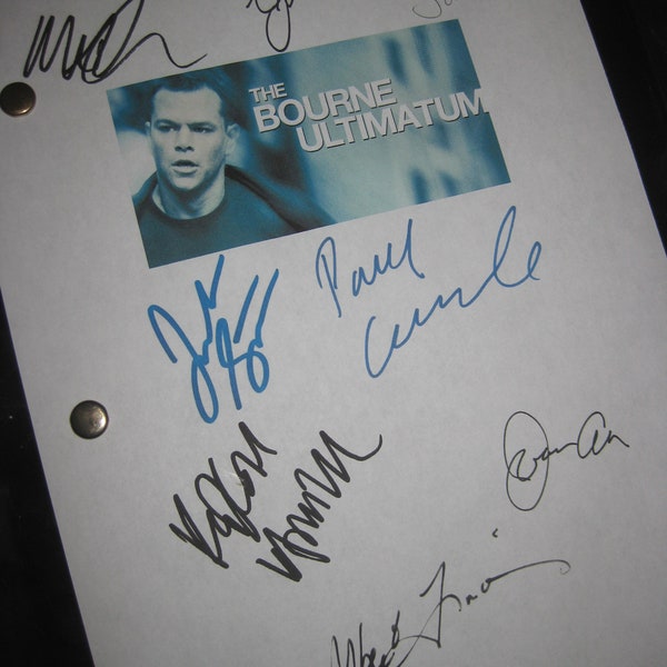The Bourne Ultimatum Signed Movie Film Script Screenplay Autograph X8 Matt Damon Julia Stiles Scott Glenn Paddy Considine Edgar Ramirez 2007