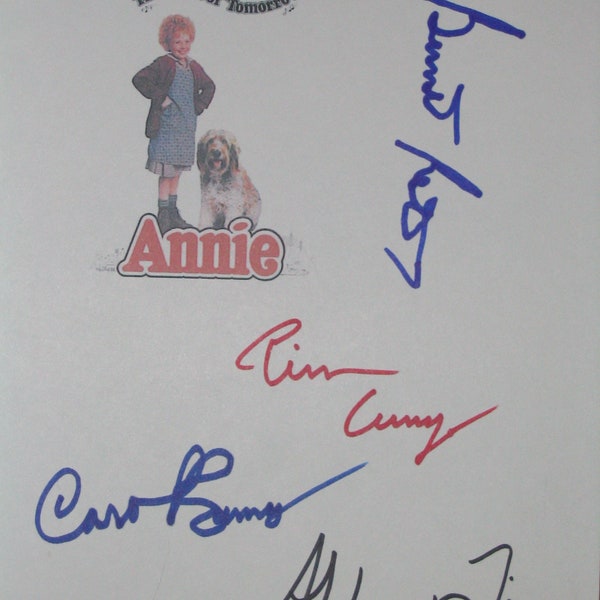 Annie Signed Film Film Script Drehbuch X4 Autogramme Carol Burnett Tim Curry Albert Finney Bernadette Peters Unterschriften Filmklassiker