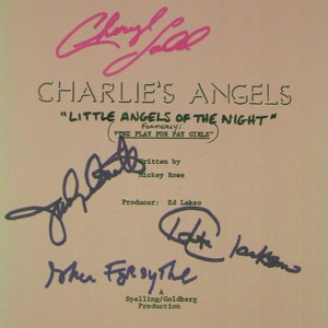 May include: A script for a play titled "Charlie's Angels: "Little Angels of the Night" formerly known as "The Play for Pay Girls". The script was written by Mickey Rose and produced by Ed Lakso. It is a Spelling/Goldberg production and the final draft is dated October 19, 1977.