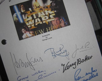 Star Wars Episode IV A New Hope Signed Film Movie Screenplay Script Autographs X10 George Lucas Harrison Ford Carrie Fisher Alec Guinness RP