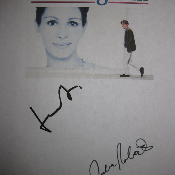 Notting Hill signed Film Movie Screenplay script X2 Julia Roberts Hugh Grant  autograph signature classic romantic comedy reprint reproduct