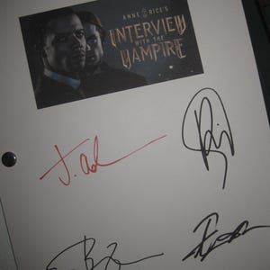 Anne Rice's Interview with the Vampire Signed TV Pilot Script Screenplay X4 Autographs Jacob Anderson Eric Bogosian Sam Reid Zaman Reprint R