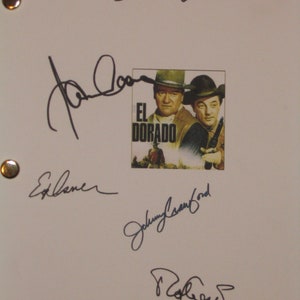 El Dorado Signed Script Screenplay Autograph John Wayne James Caan Robert Mitchum  Edward Asner Johnny Crawford signature