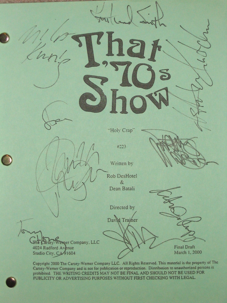 That 70s Show Cast Signed TV Screenplay Script Ashton Kutcher Danny ...