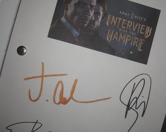 Anne Rice&#39;s Interview with the Vampire Signed TV Pilot Script Screenplay X4 Autographs Jacob Anderson Eric Bogosian Sam Reid Assad Zaman RPT