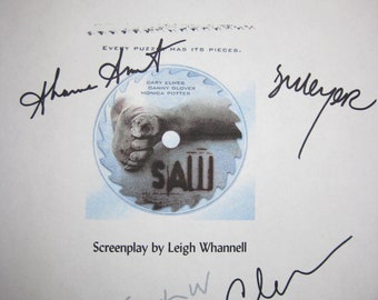SAW Signed Film Movie Screenplay Script X5 Autograph Danny Glover Shawnee Smith Leigh Whannell Cary Elwes Dina Meyer signature horror reprin