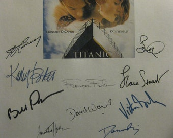 Titanic Signed Film Movie Script Screenplay X20 Autographs Leonardo DiCaprio Kate Winslet Katy Bates James Cameron Billy Zane Ioan Gruffudd