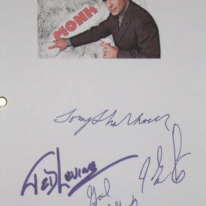 Monk Signed TV Script Screenplay X4 Autographs Tony Shalhoub Gail O&#39;Grady Ted Levine Jason Gray-Stanford signatures funny sit com drama