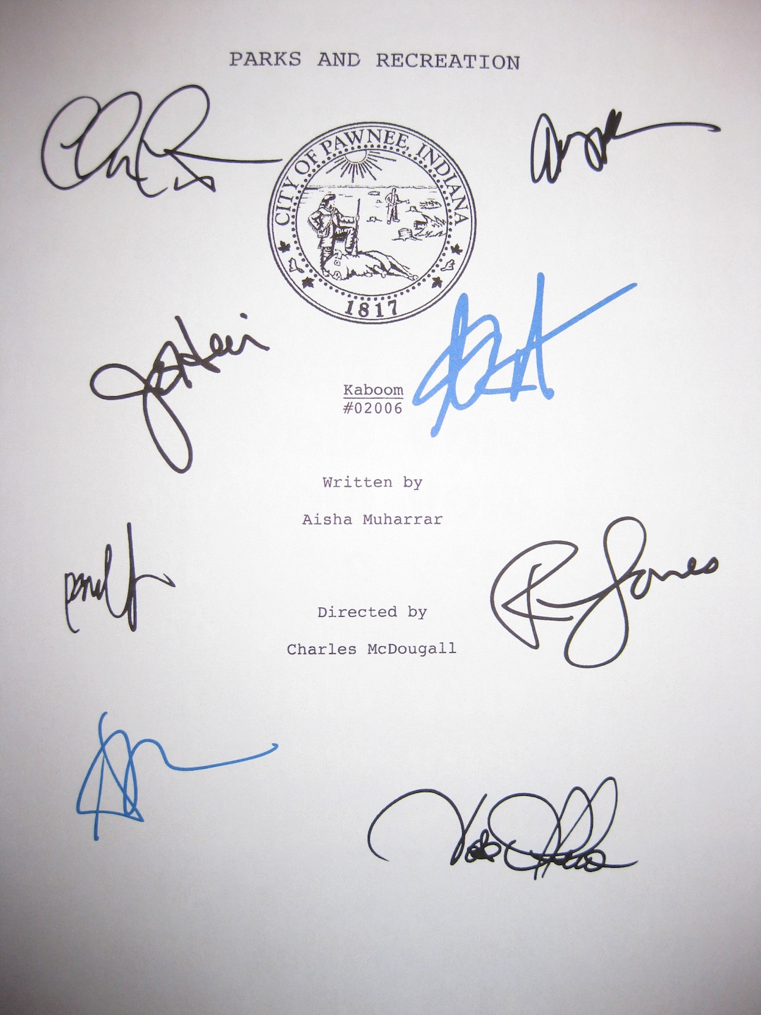 Parks and Recreation Signed TV Script Screenplay Autographs Amy Poehler Rashida Jones Aziz