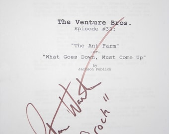 The Venture Brothers Signed TV Script Screenplay Autograph Signature Pat Warburton Cartoon manuscript funny reprint birthday christmas gift