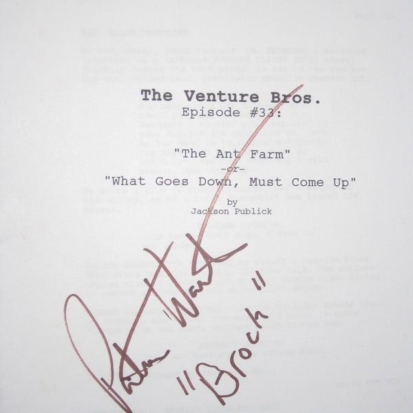 The Venture Brothers Signed TV Script Screenplay Autograph Signature Pat Warburton Cartoon manuscript funny reprint birthday christmas gift