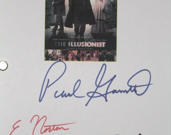 The Illusionist Signed Movie Film Screenplay Script Autograph Jessica Biel Edward Norton Paul Giamatti signature magic movie reprint reprod