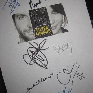 Silver Linings Playbook signiert Film Film Drehbuch Drehbuch X7 Bradley Cooper Jennifer Lamprecht Robert De Niro Jacki Weaver Chris Tucker