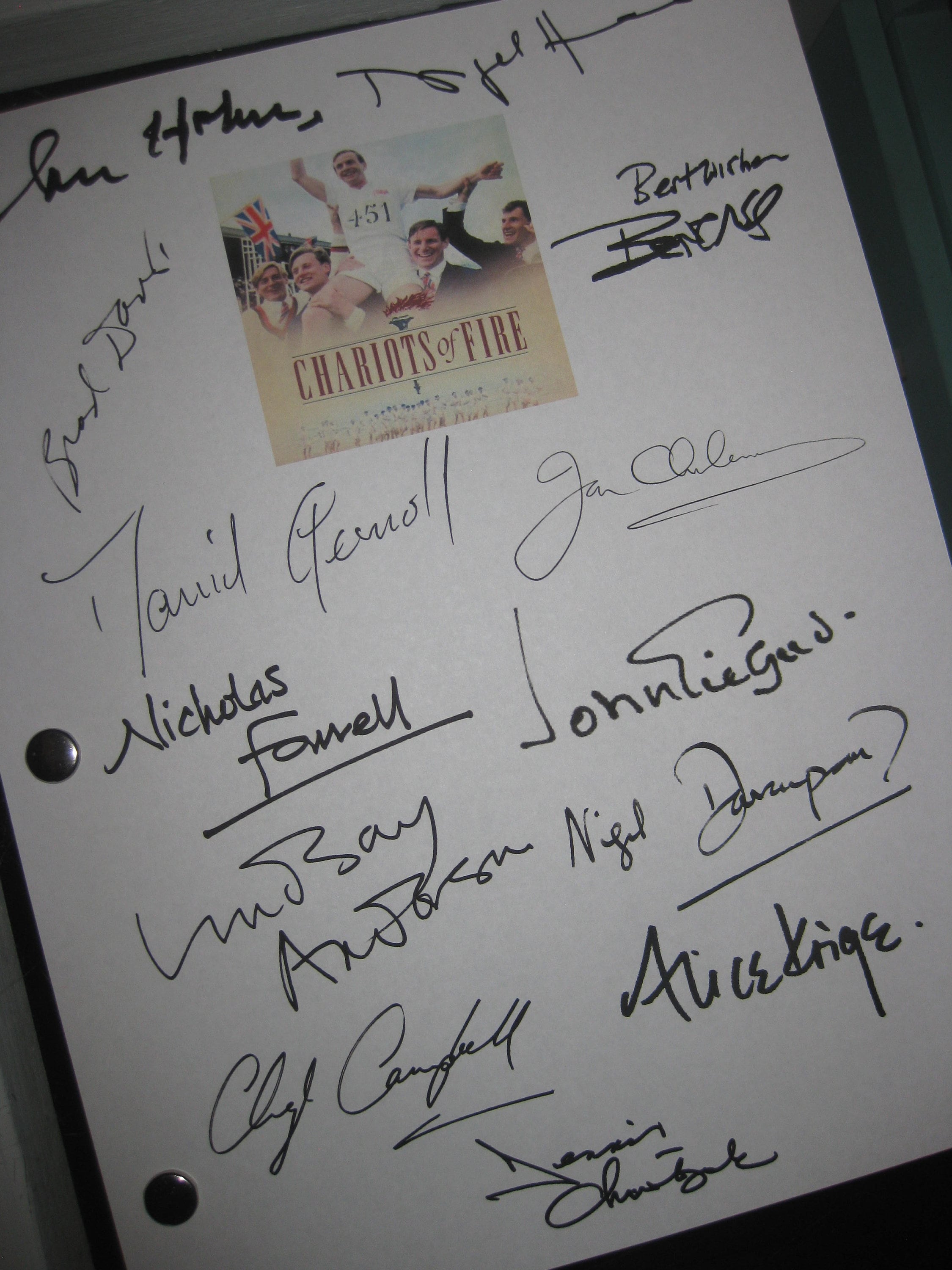 Nicholas Script Chariots of Fire Signed Movie Film Script Screenplay X13 Autograph ...