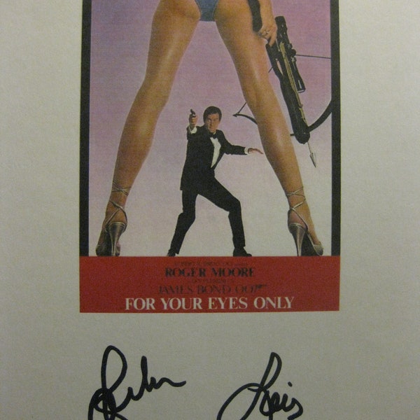 For Your Eyes Only Signed Film Movie Script Screenplay X2 Autographs James Bond 007 Roger Moore Lois Maxwell signatures classic bond film