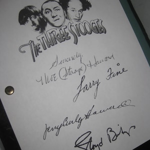 The Three Stooges Signiert TV Conga Script Drehbuch X4 Autogramme Curly Howard Larry Fine Moe Howard LLoyd Bridges Signature 1943 classic