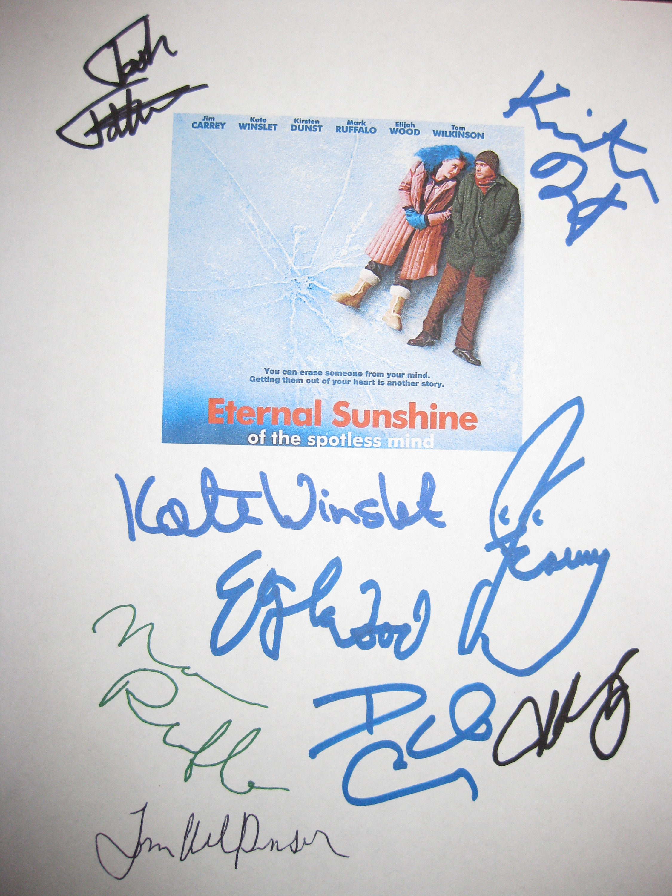 Eternal Sunshine of the Spotless Mind Signed Film Movie Script Screenplay Jim Carrey Kate Winslet Elijah Wood Mark Ruffalo Kristen Dunst