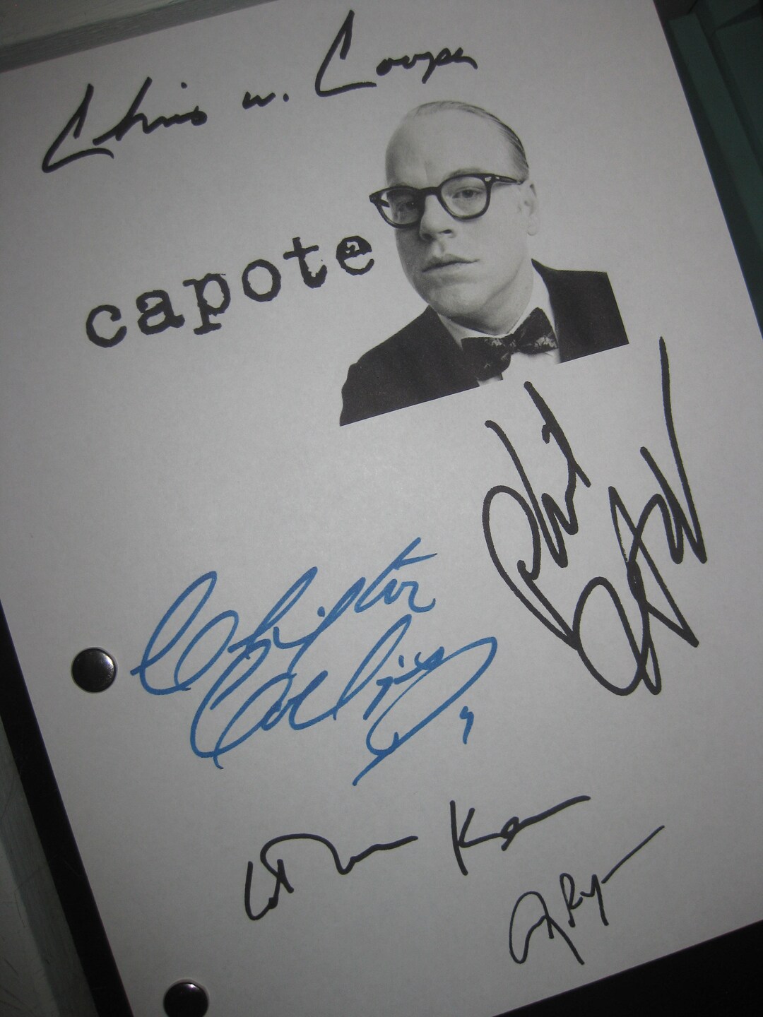 Capote Signed Movie Film Script Screenplay X5 Autograph Philip Seymour ...
