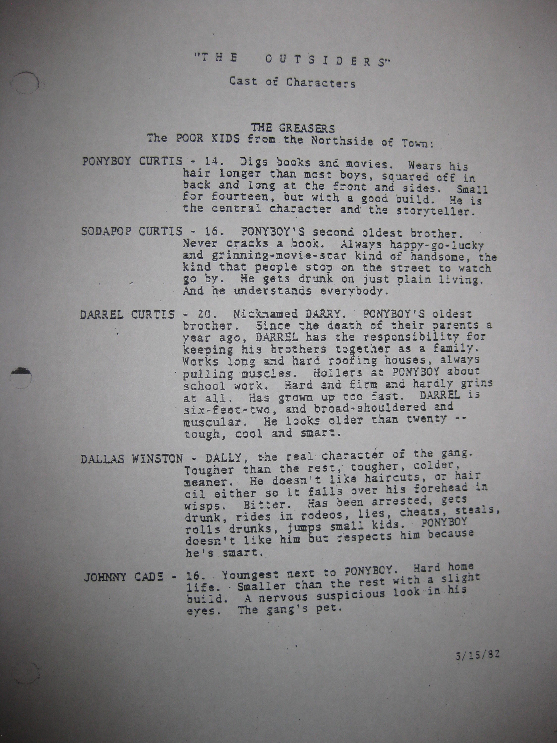The Outsiders Signed Movie Film Script X13 C. Thomas Howell Matt Dillon Ralph Macchio Patrick