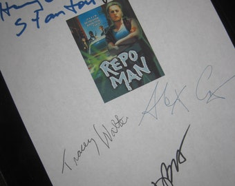 Repo Man Signed Movie Film Script Screenplay X5 Autograph Harry Dean Stanton Emilio Estevez Jimmy Buffett Alex Cox Tracey Walter manuscript