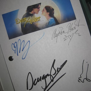 Ever After: A Cinderella Story Signerad film Filmmanus Manus 1998 X4 Autograf Drew Barrymore Anjelica Huston Dougray Scott nytryck