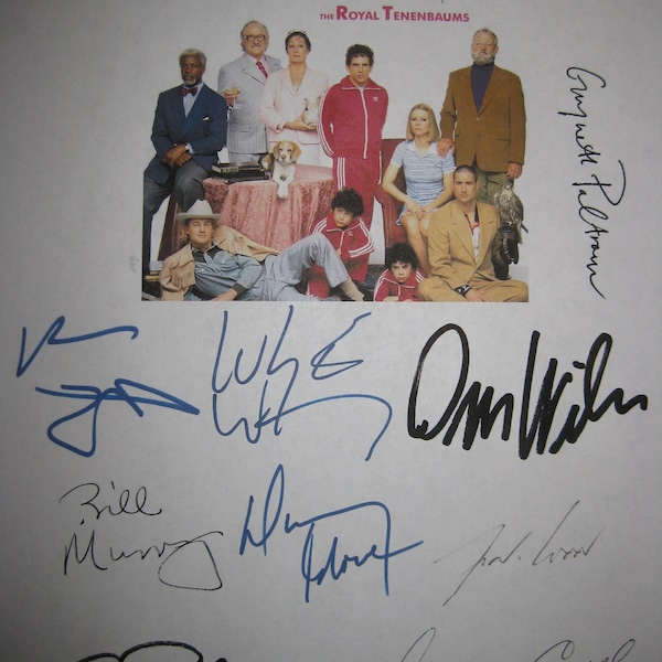 The Royal Tenenbaums Signed Film Movie Screenplay Script X11 Autograph Bill Murray Luke Owen Wilson Wes Anderson Gwyneth Paltrow Ben Stiller