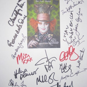 Alice im Wunderland Signierter Film Film Drehbuch Drehbuch X21 Johnny Depp Tim Burton Anne Hathaway Helena Bonham Carter Crispin Glover Autogra