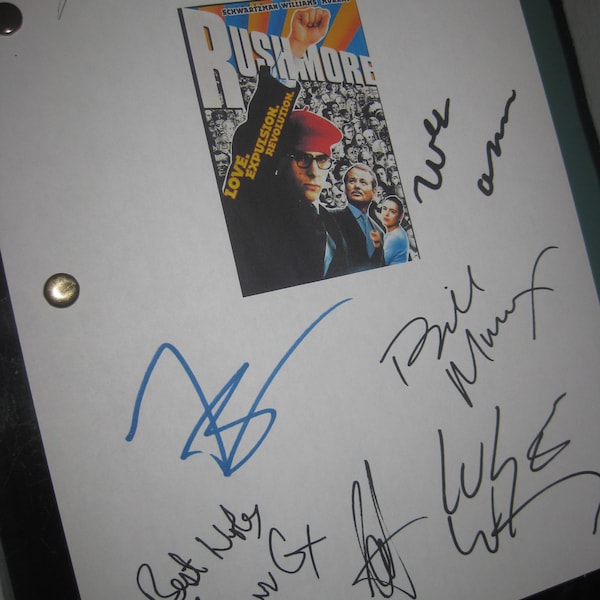 Rushmore Signed Film Movie Script Screenplay Autographs X8 Wes Anderson Jason Schwartzman Bill Murray Luke Wilson Olivia Williams Brian Cox