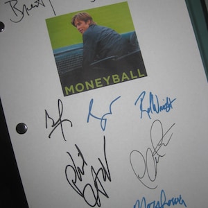 Moneyball Signed Movie Film Script Screenplay X8 Autograph Brad Pitt Jonah Hill Philip Seymour Hoffman Robin Wright Chris Pratt 2011 Reprint