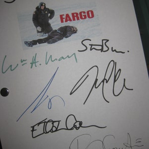 Fargo Signed Movie Film Script Screenplay X7 Autograph William H. Macy Frances McDormand Steve Buscemi Bruce Campbell Joel Ethan Coen reprnt