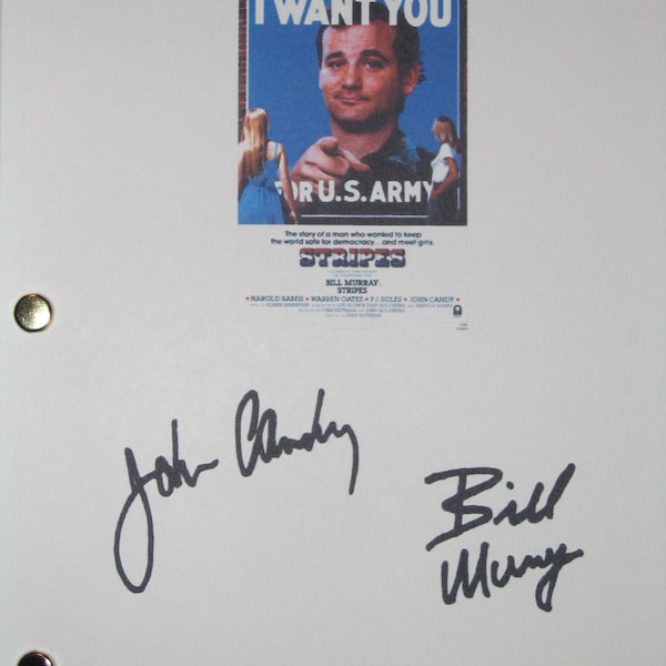 Stripes Signed Film Movie Screenplay Script Autographs X2 Bill Murray John Candy signature funny classic film reprint