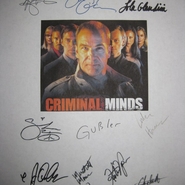 Criminal Minds Pilot Signed TV Screenplay Script X10 Autographs Mandy Patinkin Thomas Gibson Shemar Moore Lola Glaudini reprint reproduction