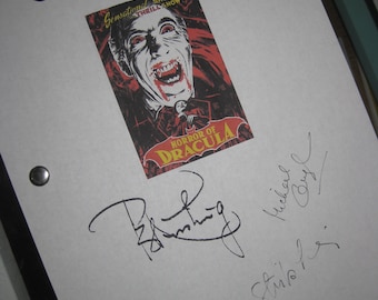 Horror of Dracula Signed 1958 Movie Film Script Screenplay X4 autograph Christopher Lee Peter Cushing Michael Gough Melissa Stribling reprnt