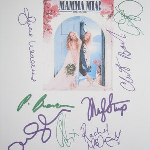 Signed Mamma Mia Film Movie Script Screenplay Autograph Amanda Seyfried Meryl Streep Pierce Brosnan Colin Firth Stellan Skarsgård McDowall