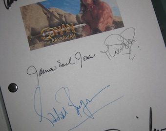 Conan the Barbarian Signed Movie Film Script Screenplay X6 Autograph Arnold Schwarzenegger James Earl Jones Max von Sydow Sandahl Bergman RP